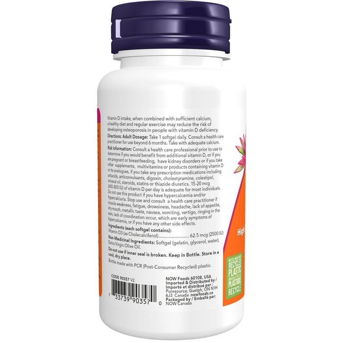 Now Vitamin D3 2500 IU 180 Softgels
