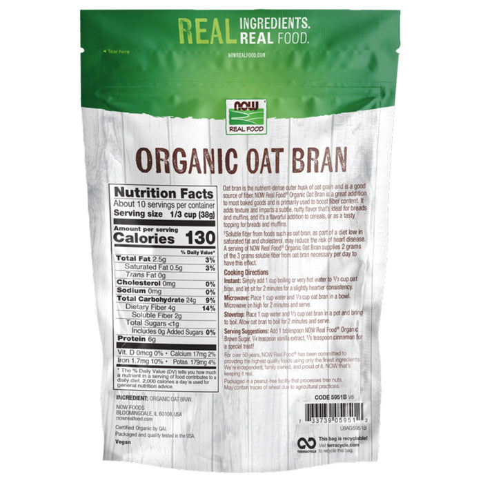 NOW Organic Oat Bran 397g