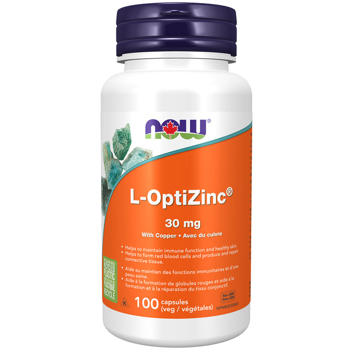 NOW L-OptiZinc 30mg 100 Veggie Caps