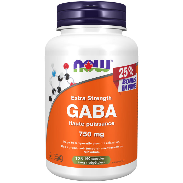 NOW GABA 750mg 125 Veggie Caps