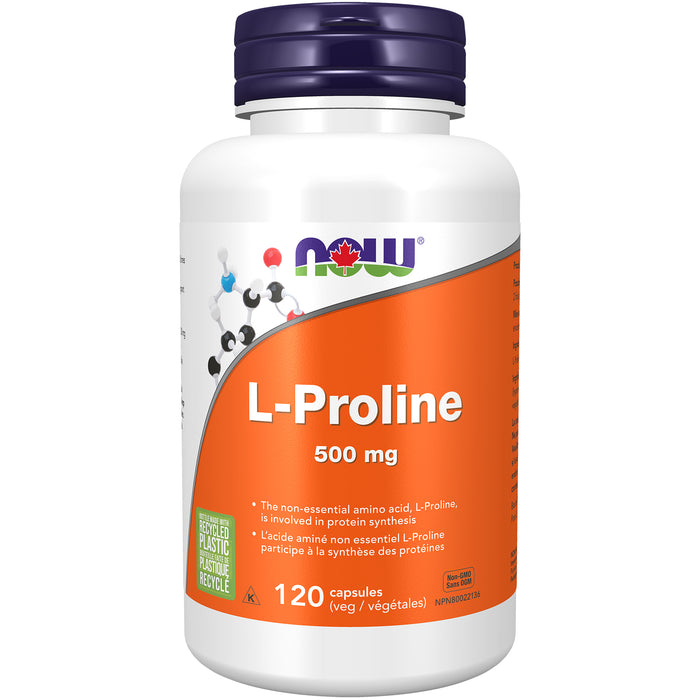 NOW L-Proline 500 mg 120 Veggie Caps