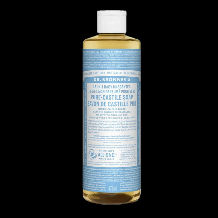 Dr. Bronner's 18-In-1 Pure-Castile Liquid Soap Baby Unscented 473mL