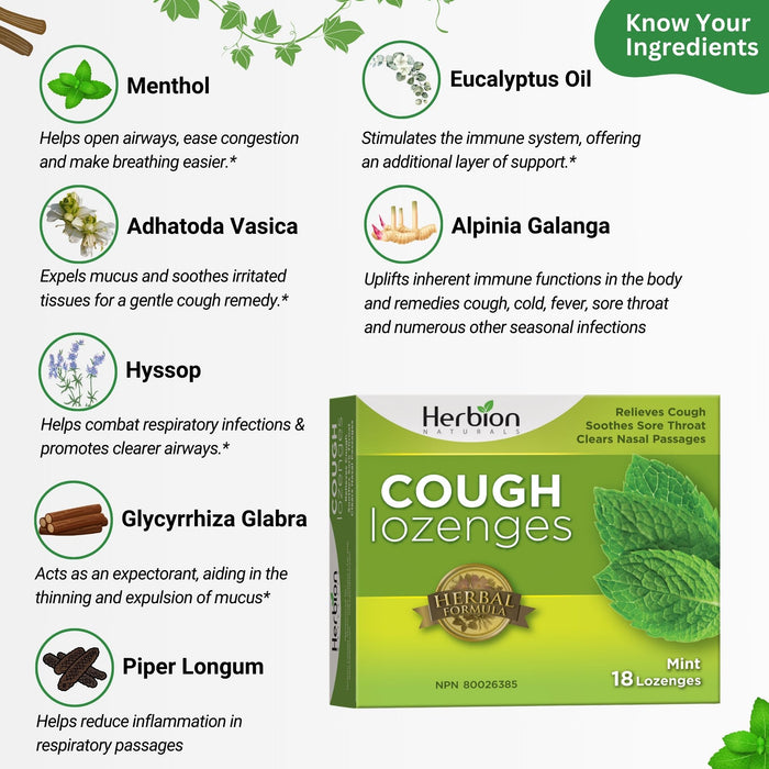 Herbion Cough Lozenges Mint 18 Lozenges