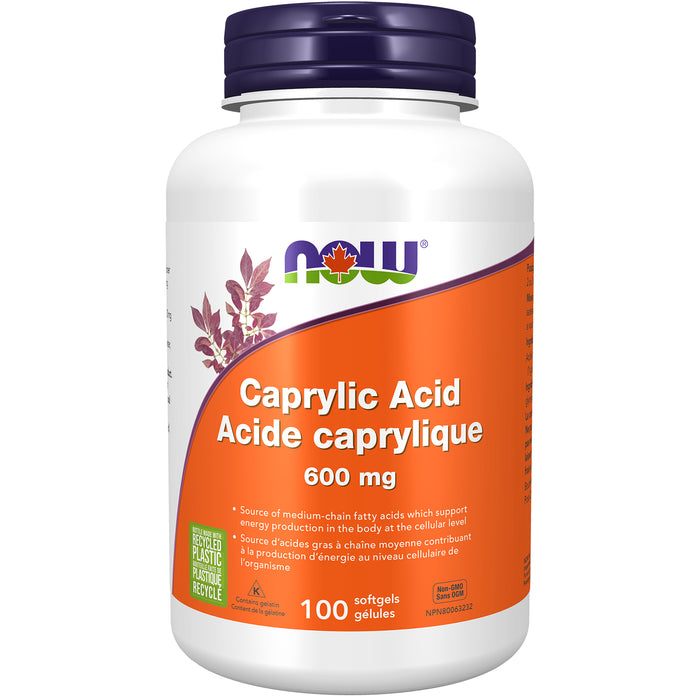 NOW Caprylic Acid 600mg 100 Softgels