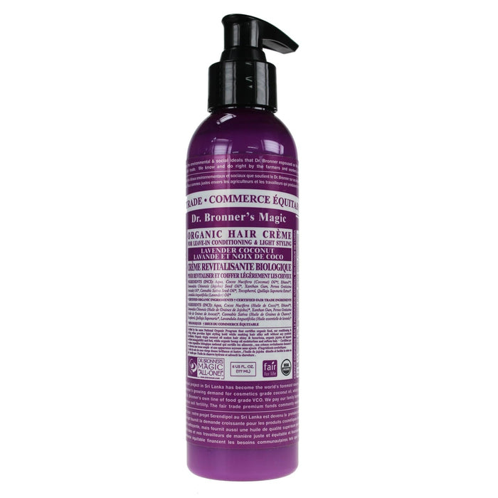 Dr. Bronner's Organic Hair Cream Lavender Coconut 177mL