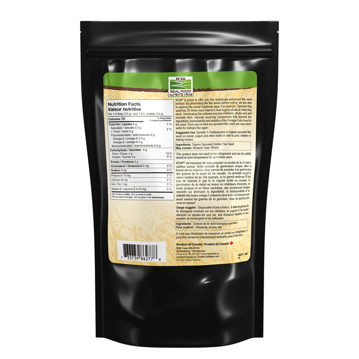 NOW Organic Golden Flax Seed Meal Sprouted 400g