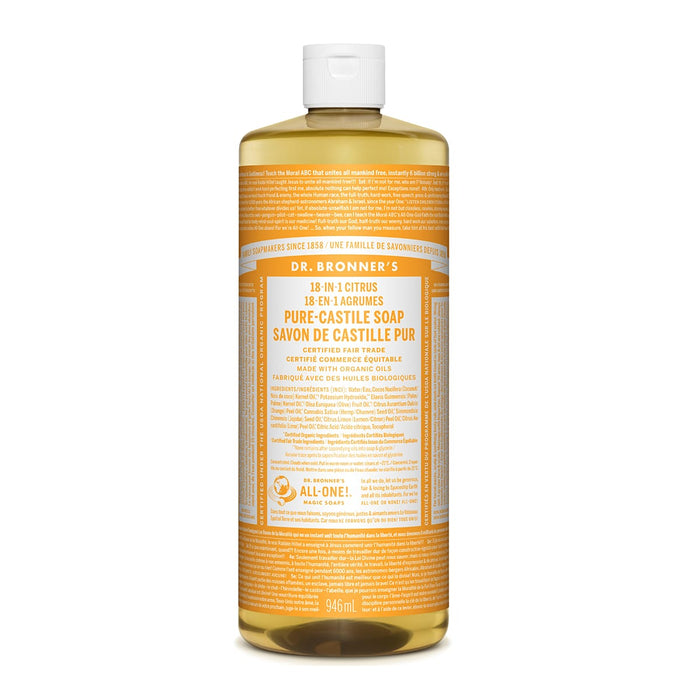 Dr. Bronner's 18-In-1 Pure-Castile Liquid Soap Citrus 946mL