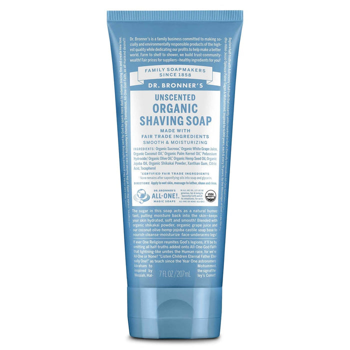 Dr. Bronner's Organic Shaving Soap Unscented 207mL