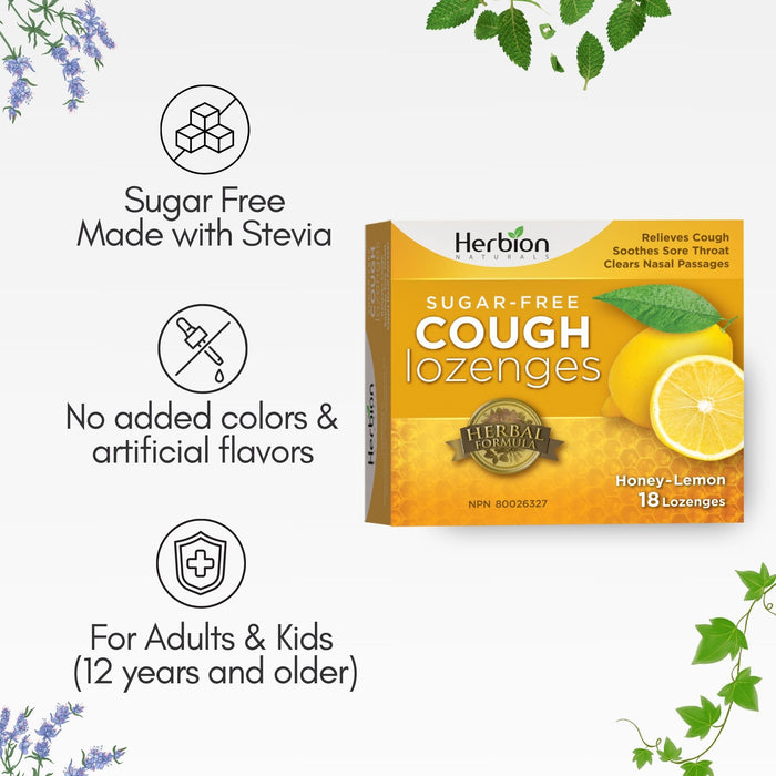 Herbion Sugar Free Cough Lozenges Honey Lemon 18 Lozenges