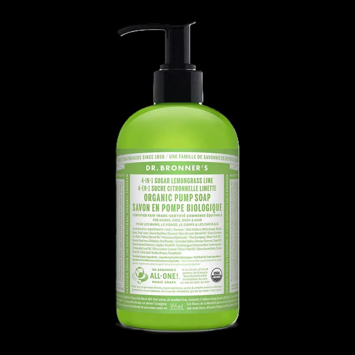 Dr. Bronner's 4-In-1 Organic Sugar Pump Soap Lemongrass Lime 355mL