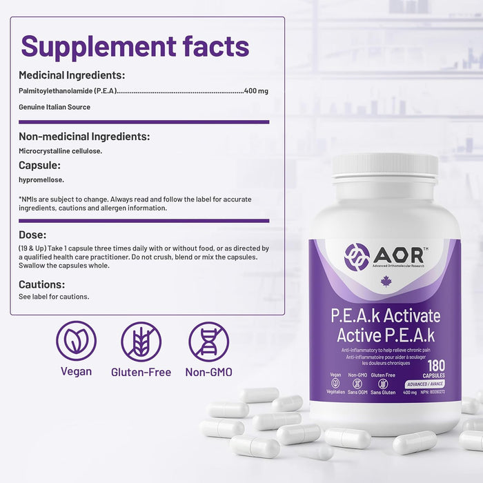AOR P.E.A.k Activate 400mg 180 Capsules