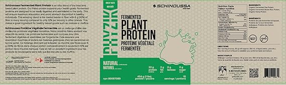 Schinoussa Fermented Plant Based Protein Powder Natural 454g (15 Servings)