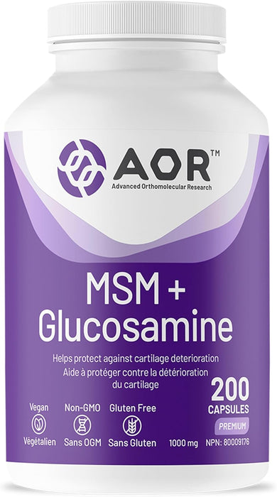 AOR MSM + Glucosamine 1000mg 200 Capsules