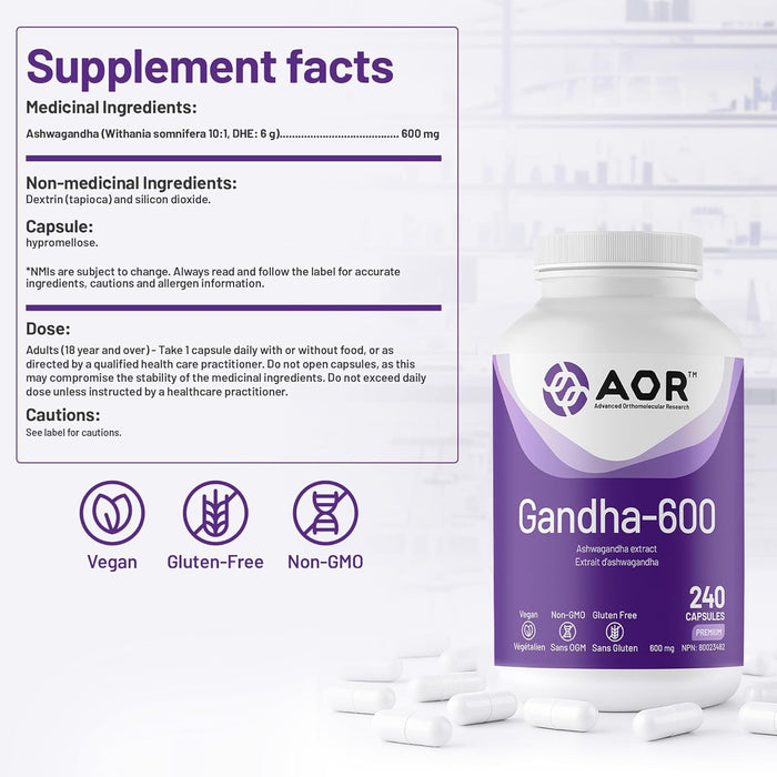 AOR Gandha-600 600mg 240 Capsules