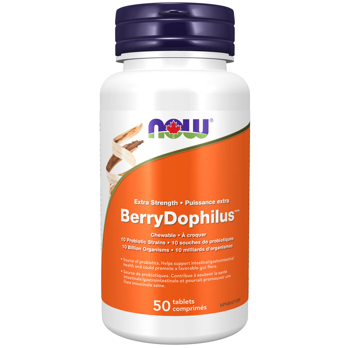 NOW Berrydophilus Extra Strength 50 Chewable Tablets