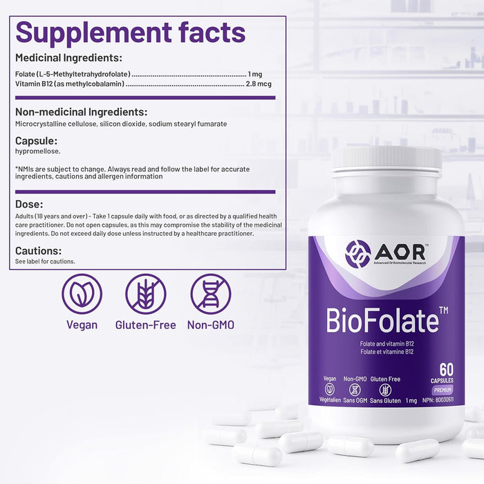 AOR BioFolate 1mg 60 Capsules
