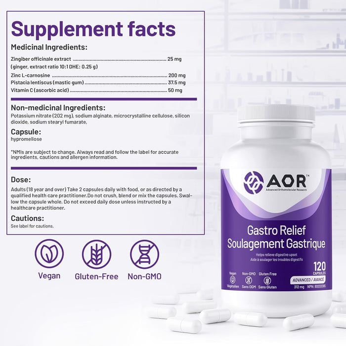 AOR Gastro Relief 312mg 120 Capsules