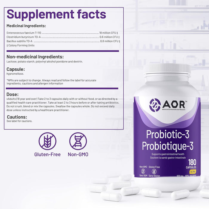 AOR Probiotic-3 600mg 180 Capsules