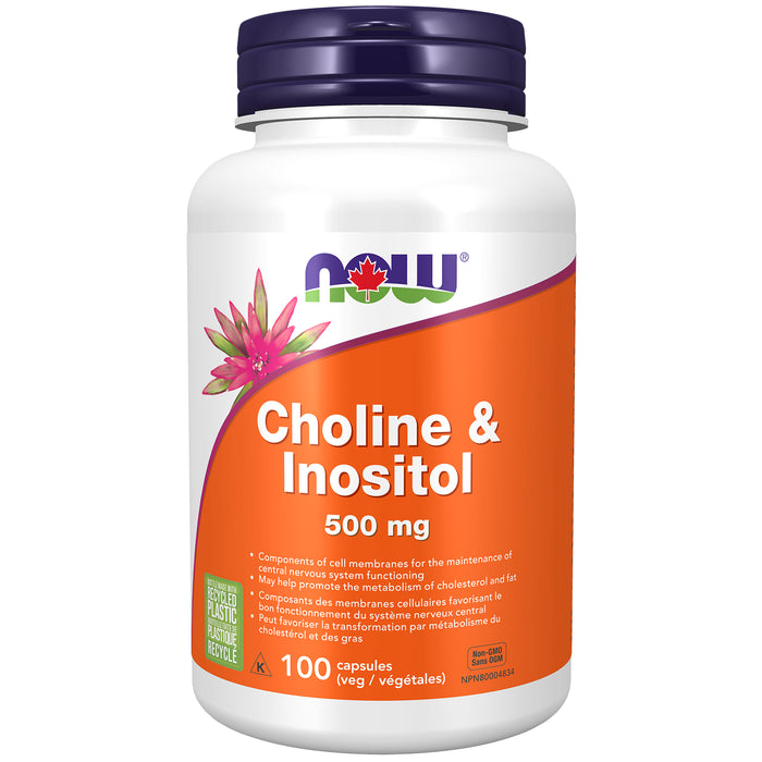 NOW Choline & Inositol 500mg 100 Veggie Caps