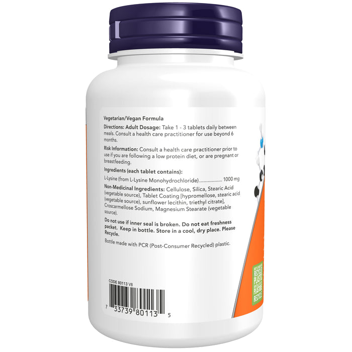 NOW L-Lysine 1000mg 100 Tablets