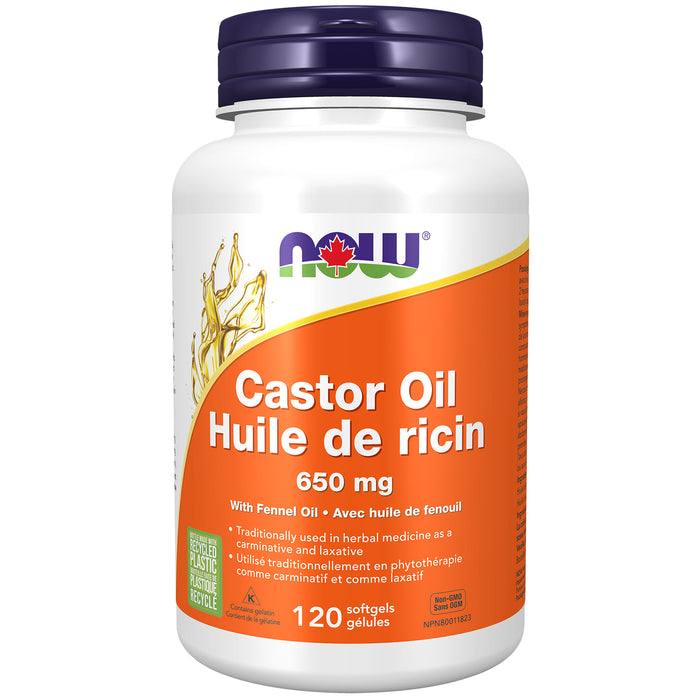 NOW Castor Oil 650mg 120 Softgels