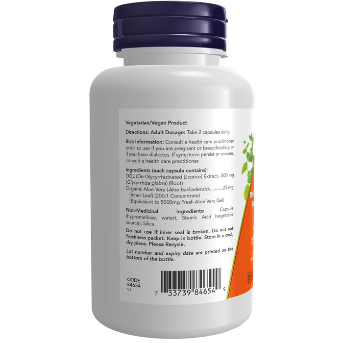 NOW DGL 400mg With Aloe Vera 100 Veggie Caps