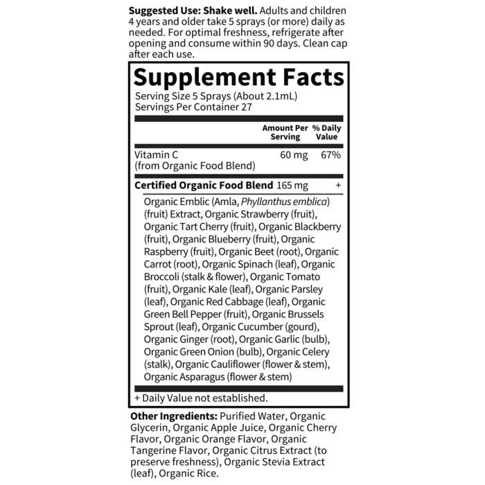 Garden of Life Organics Vitamin C Spray Cherry Tangerine 58mL