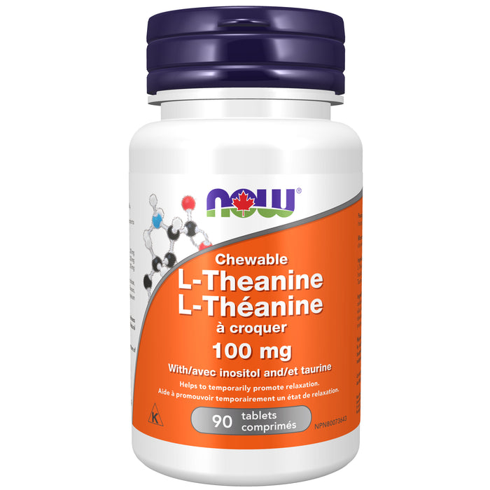 NOW L-Theanine 100 mg 90 Chewable Tablets