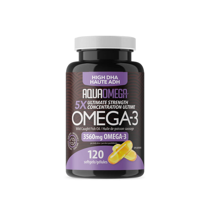 AquaOmega Omega-3 High DHA 120 Softgels