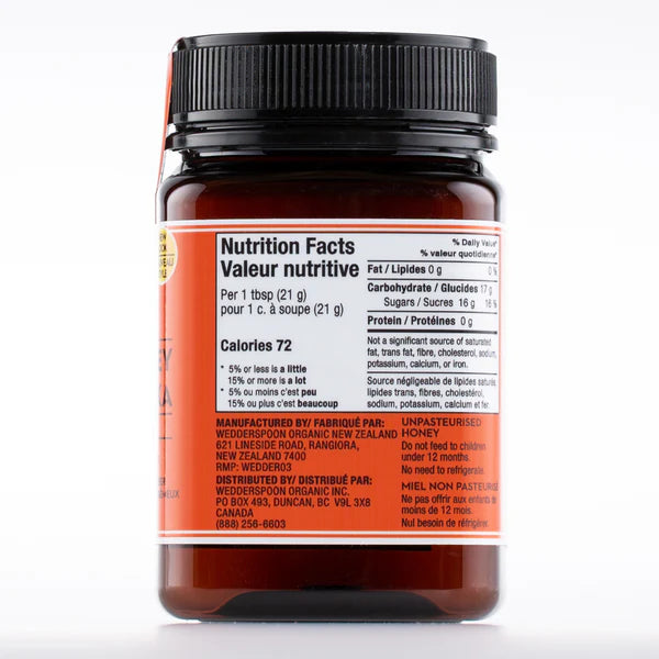 Wedderspoon Raw Monofloral Manuka Honey KFactor 16