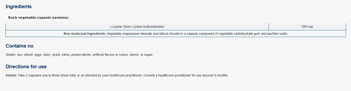 NFH L-Lysine SAP 90 Capsules