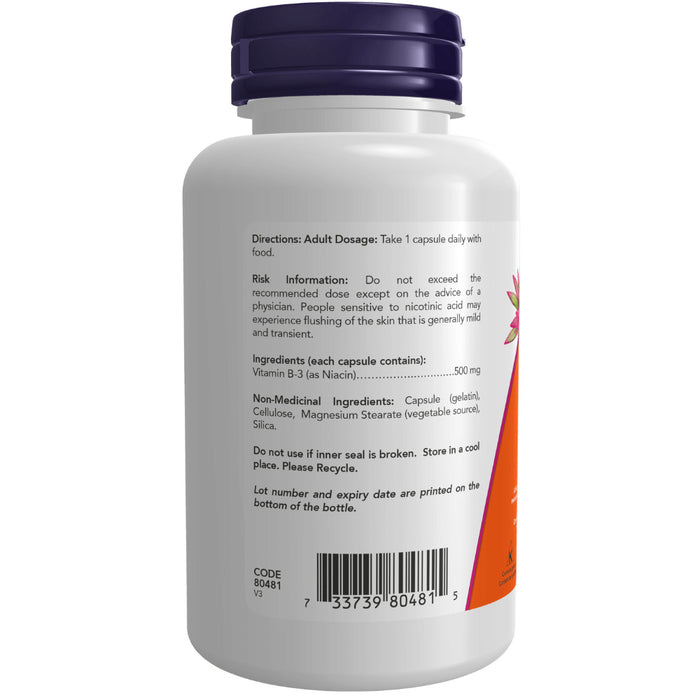 NOW Niacin 500mg 100 Capsules