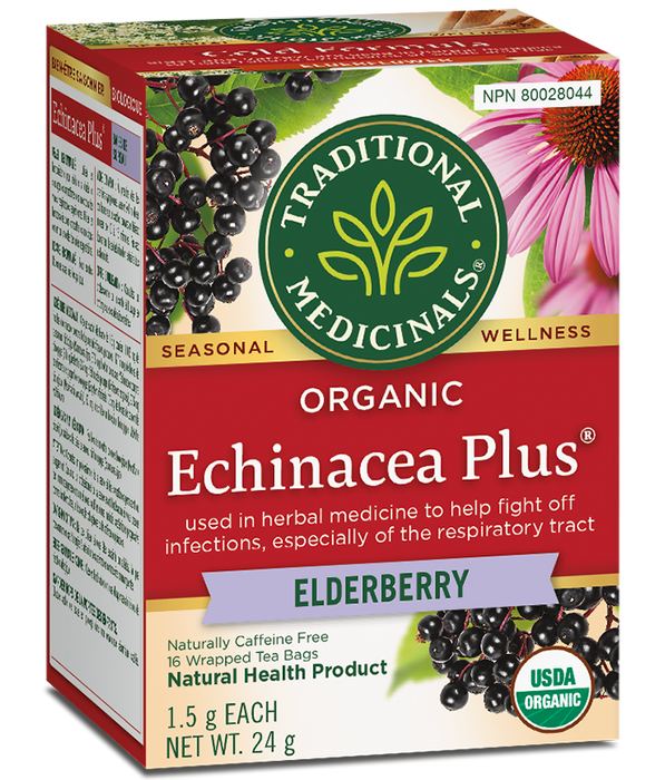 Traditional Medicinals Organic Echinacea Plus Elderberry 16 Tea Bags