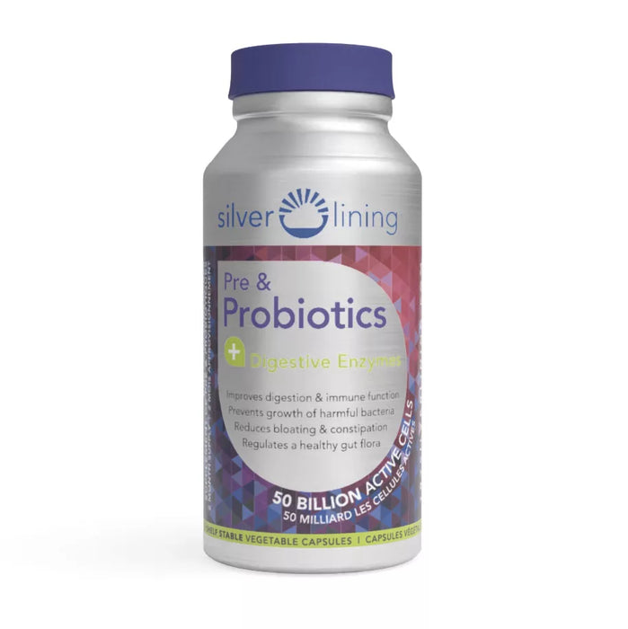 Silver Lining Pre & Probiotics + Digestive Enzymes 120 Veggie Caps