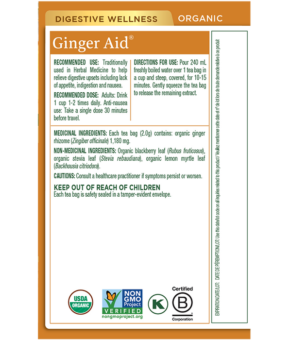 Traditional Medicinals Organic Ginger Aid Tea 16 Tea Bags