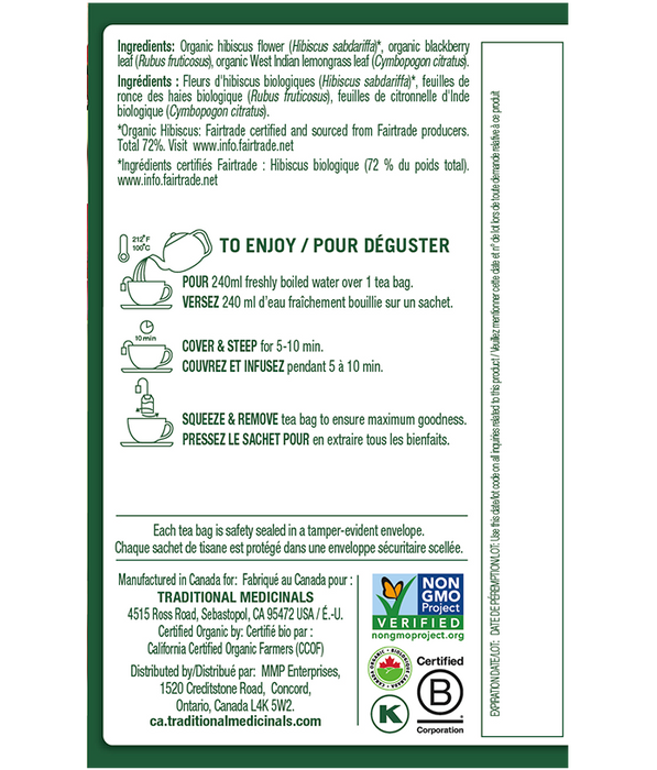 Traditional Medicinals Organic Hibiscus Tea 16 Tea Bags