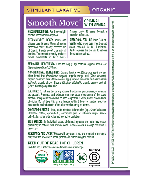 Traditional Medicinals Organic Smooth Move Tea 16 Tea Bags