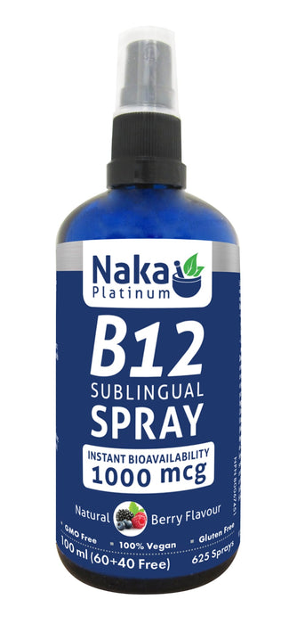 Naka Platinum B12 Sublingual Spray 1000mcg Berry 60+40mL