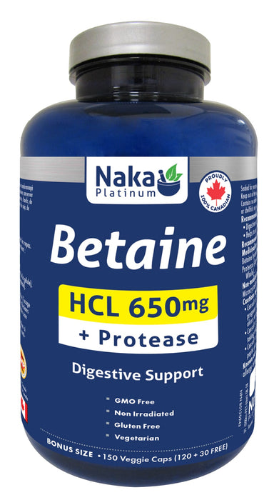 Naka Platinum Betaine HCL 650mg 150 Veggie Caps