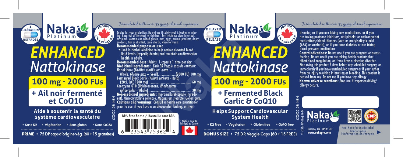 Naka Platinum Enhanced Nattokinase 75 Veggie Caps