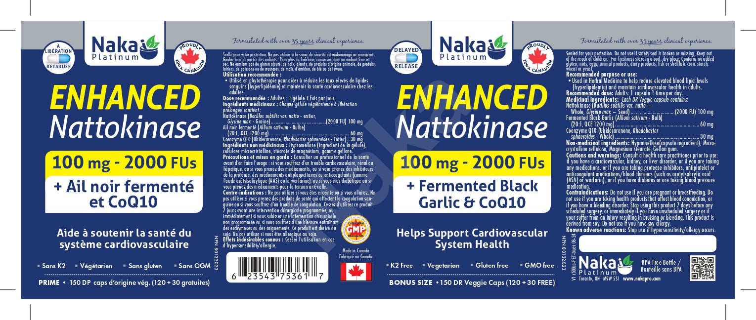 Naka Platinum Enhanced Nattokinase 150 Veggie Caps