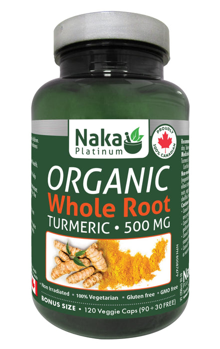 Naka Platinum Organic Whole Root Turmeric 500mg 90+30 Veggie Caps