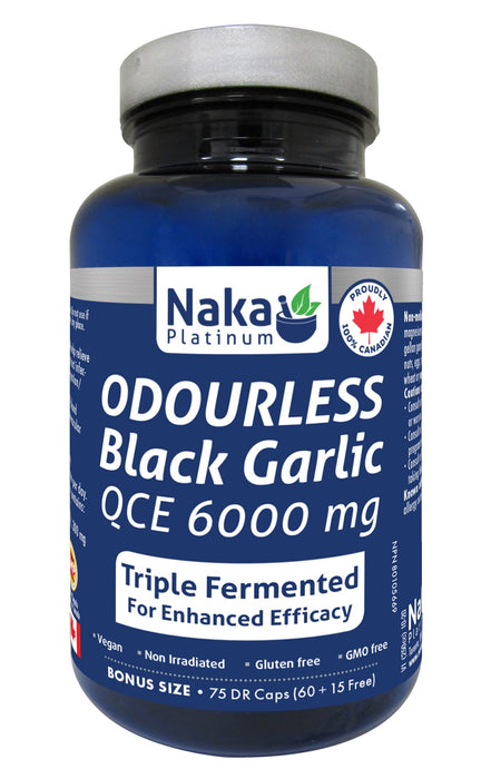 Naka Platinum Odourless Black Garlic 6000mg 60+15 Veggie Caps