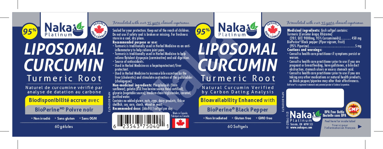 Naka Platinum Liposomal Curcumin 60 Softgels