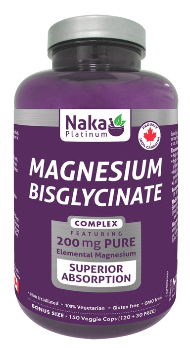 Naka Platinum Magnesium Bisglycinate 200mg 120+30 Veggie Caps