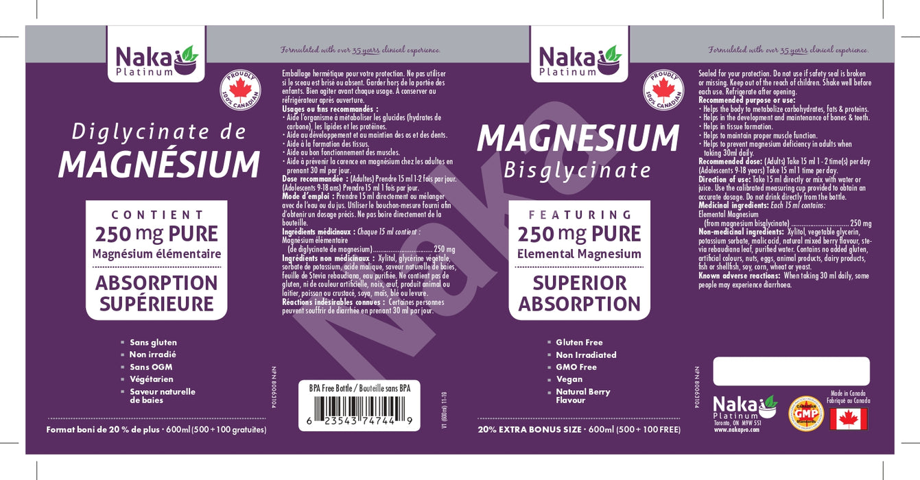 Naka Platinum Magnesium Bisglycinate 600mL