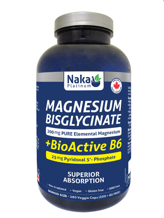 Naka Platinum Magnesium Bisglycinate + BioActive B6 300+80 Veggie Caps