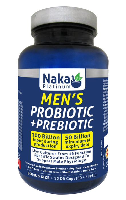 Naka Platinum Men's Probiotic + Prebiotic 100 Billion 30+5 Veggie Caps