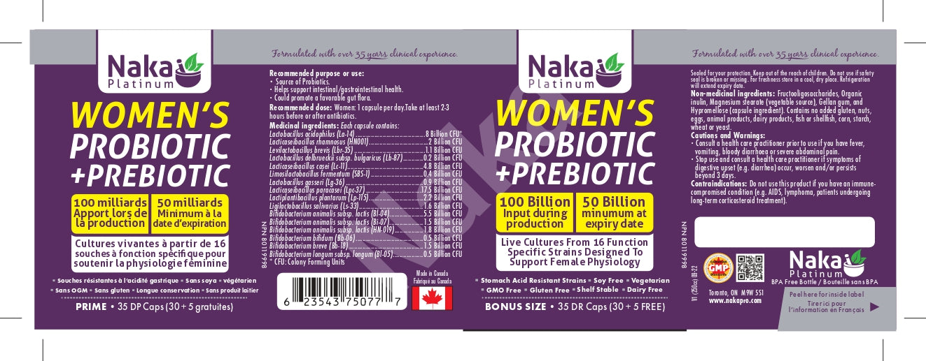 Naka Platinum Women's Probiotic + Prebiotic 30+5 Capsules