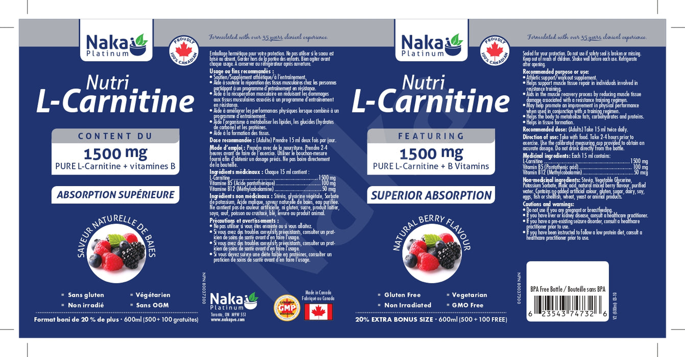 Naka Platinum Nutri L-Carnitine 1500mg Berry 500+100mL